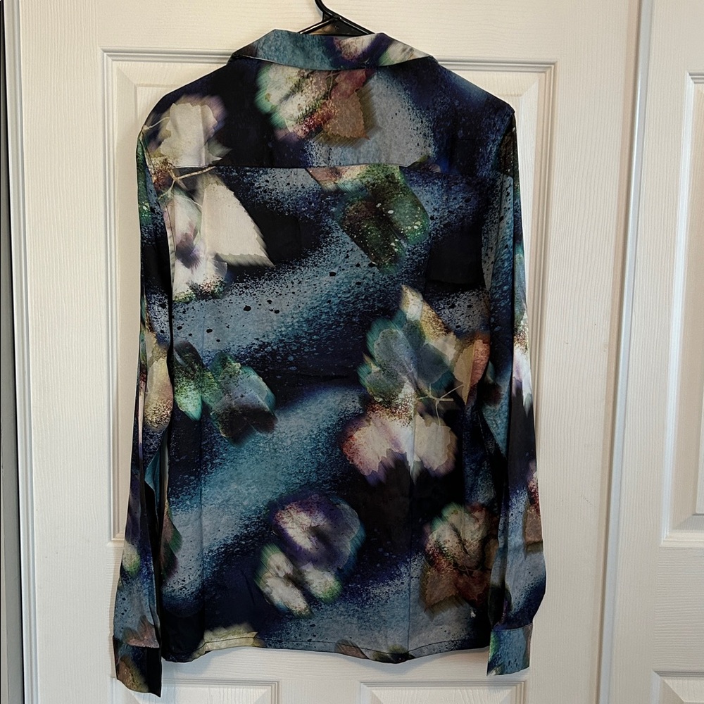 ASOS Relaxed Deep Camp Collar Long Sleeve Shirt in Dark Floral Print Men's XS - Picture 4 of 5